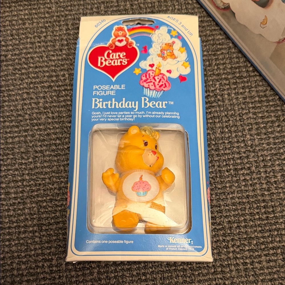 1983 Kenner Care Bears Birthday Bear poseable figure factory sealed Vintage